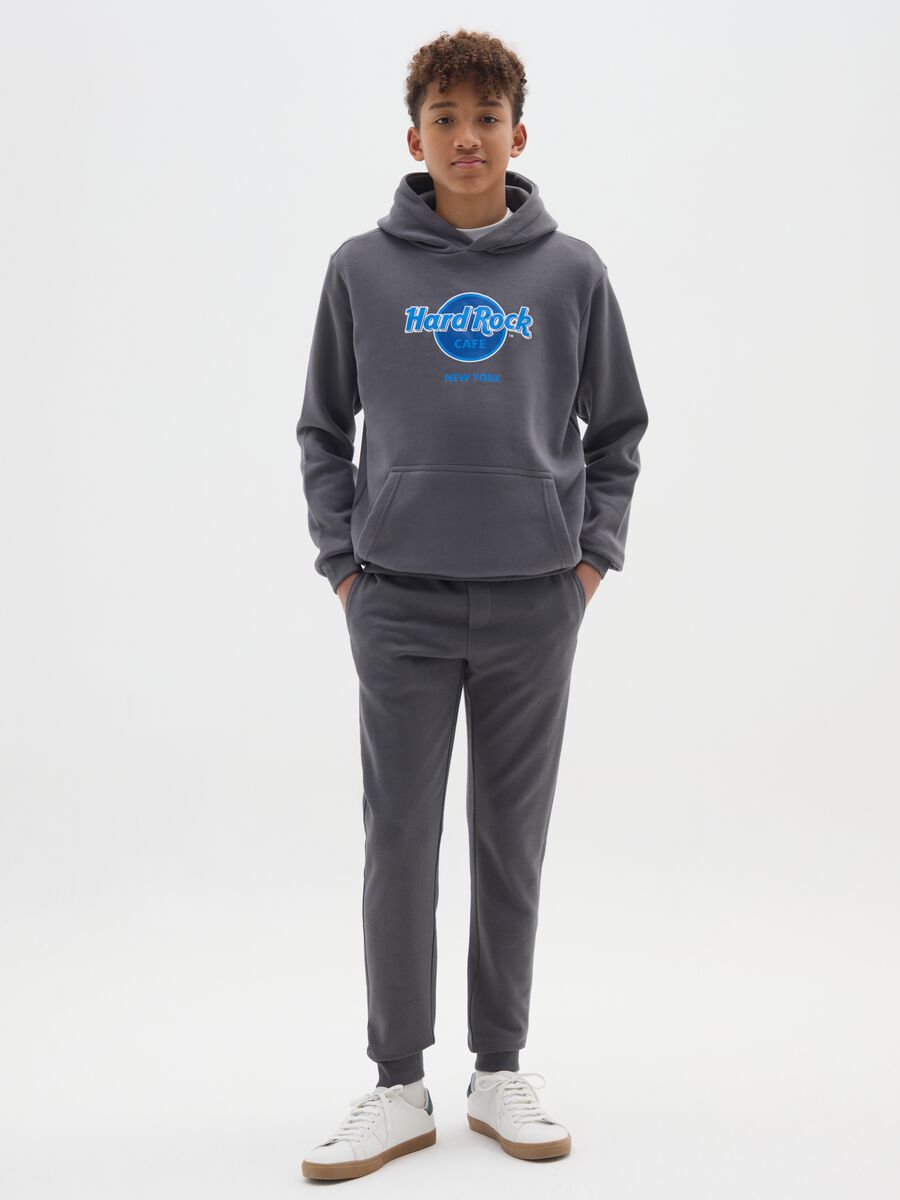 Pantaloni jogger da ragazzo in puro cotone grigio regular fit_0