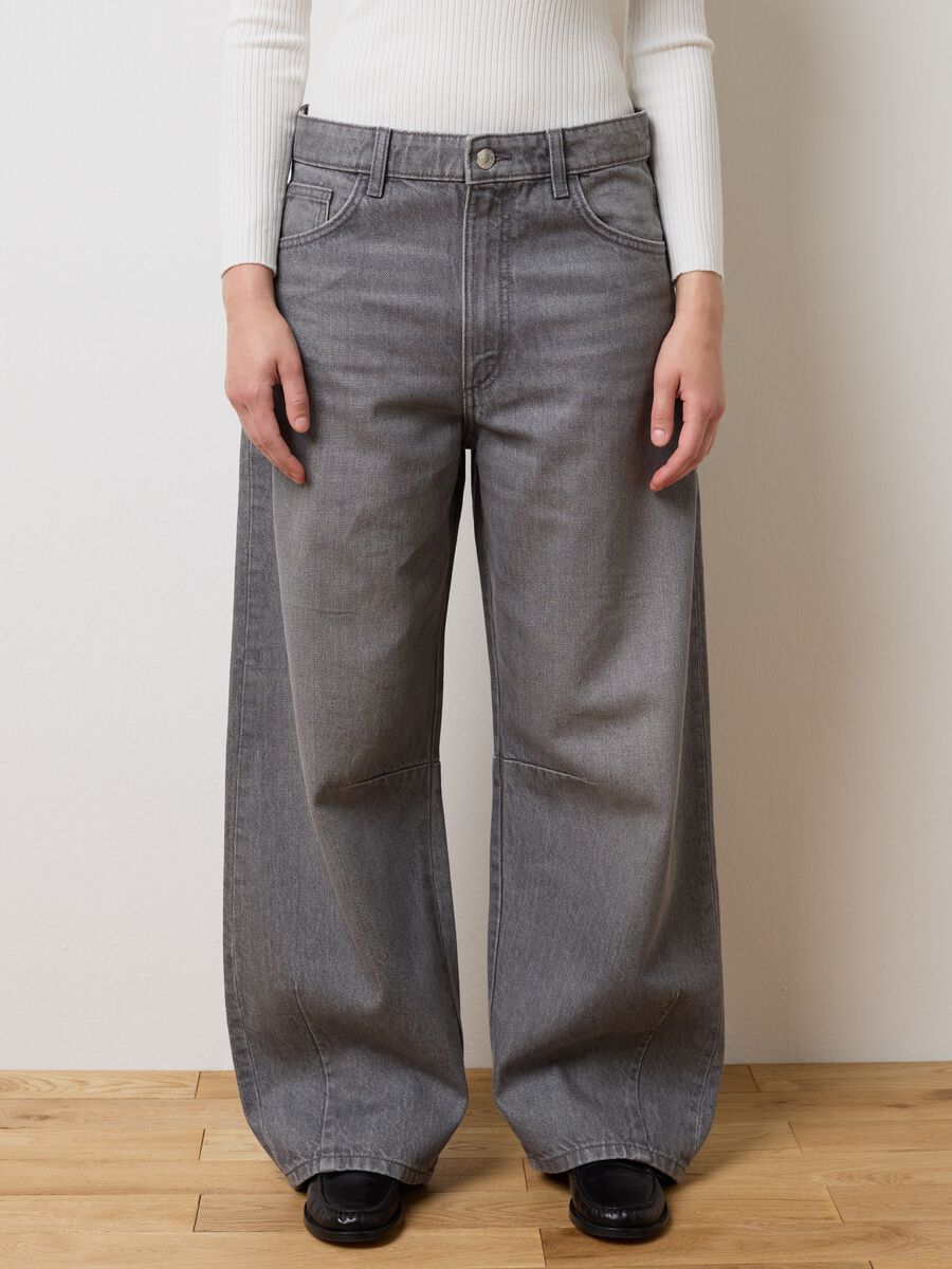 Grey pure cotton balloon fit jeans_1