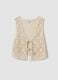 Beige regular-fit cotton-blend gilet with floral knit design_0