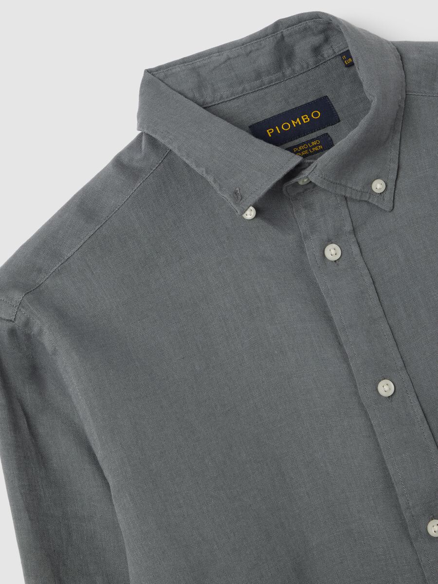 Piombo Blue Casual Linen Shirt_5