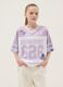 T-shirt in puro cotone multicolor da ragazza boxy fit con Stitch_0