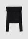 Black Stretch Fabric Top with Off-the-Shoulder Design_4