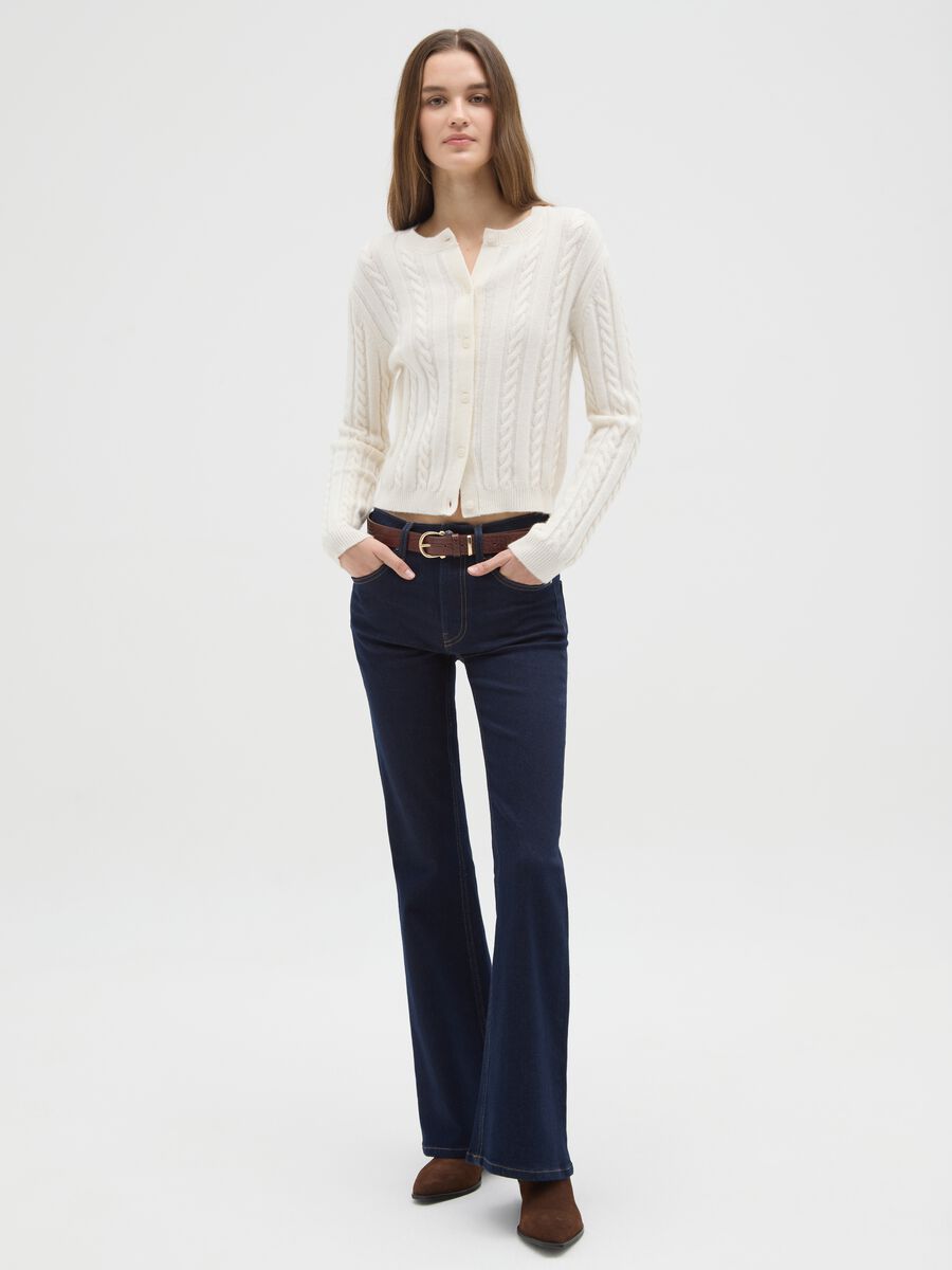 Blue Flare Jeans in Stretch Denim Cotton_0