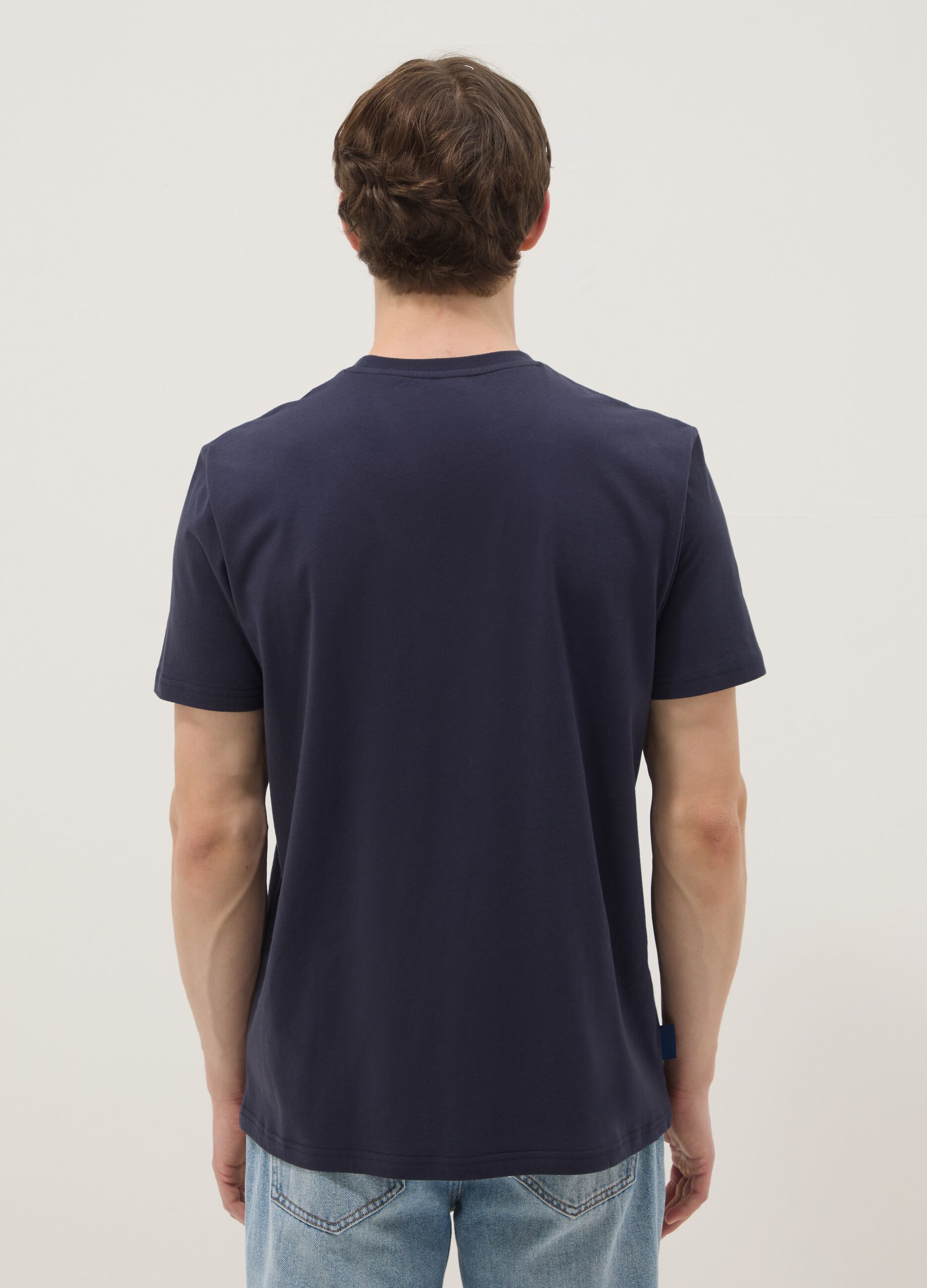 Blue pure cotton regular-fit T-shirt with front print
