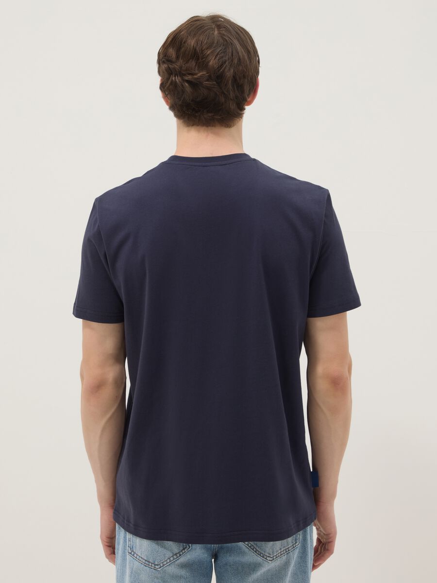Blue pure cotton regular-fit T-shirt with front print_3