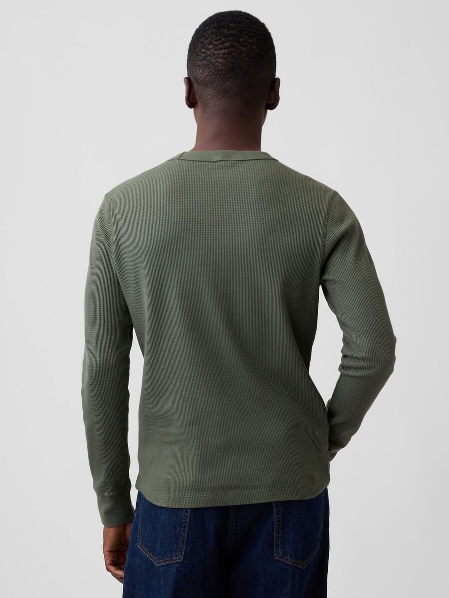 Maglia verde a maniche lunghe in cotone elasticizzato con logo GAP_2