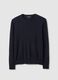 Blue crew neck pullover in cotton blend regular fit_4