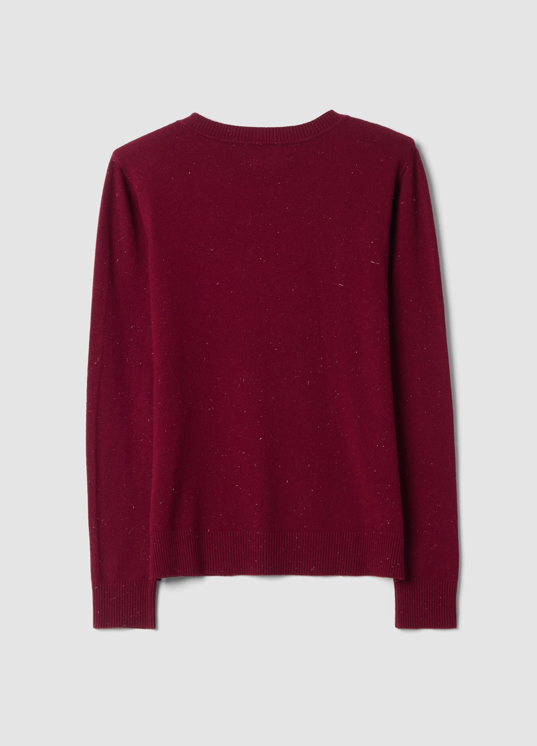 Red viscose-blend jumper with m&eacute;lange yarn