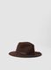 Brown pure wool wide-brim hat_0