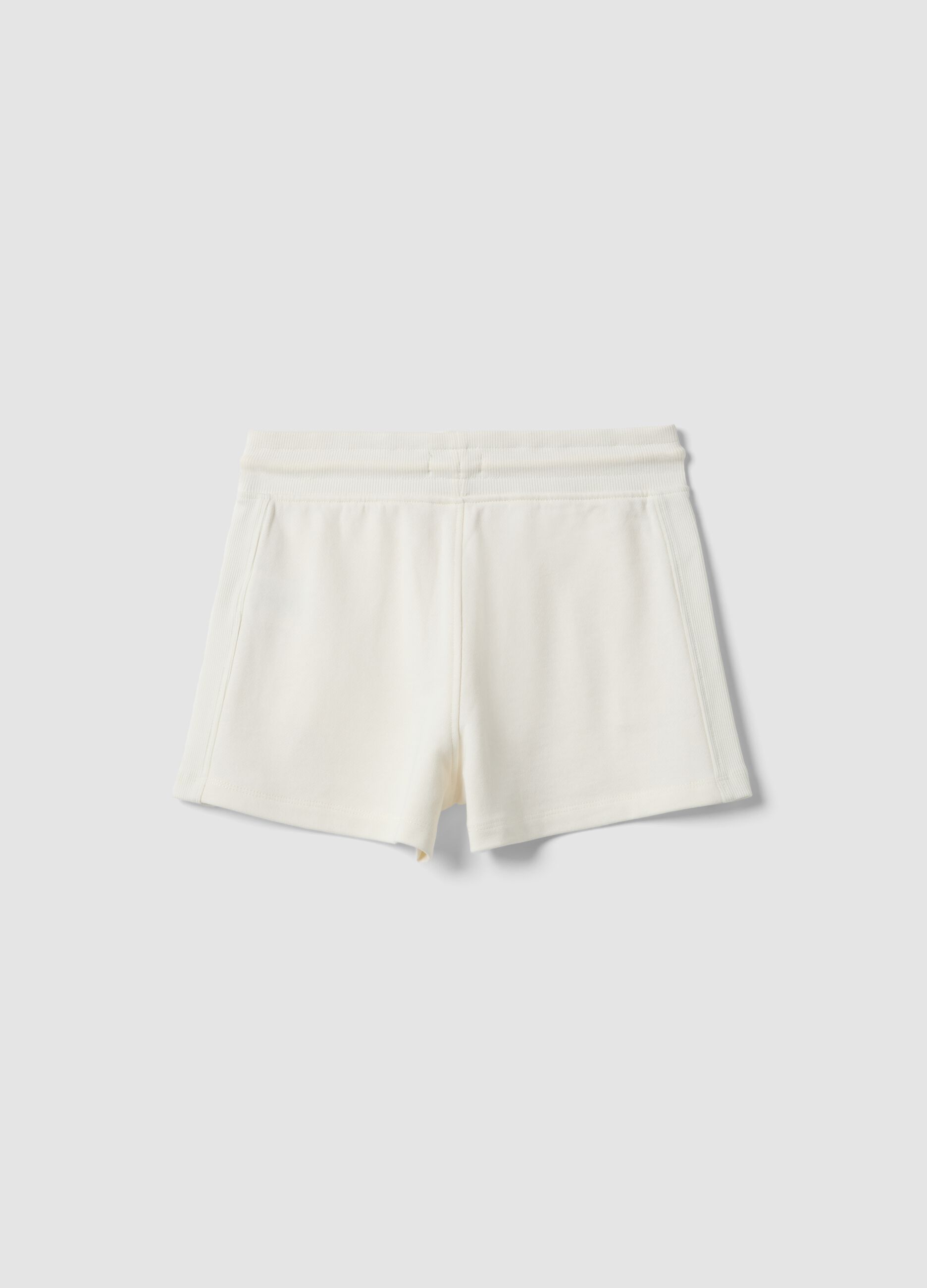 Girls' white shorts in 100% organic cotton with elasticated waistband