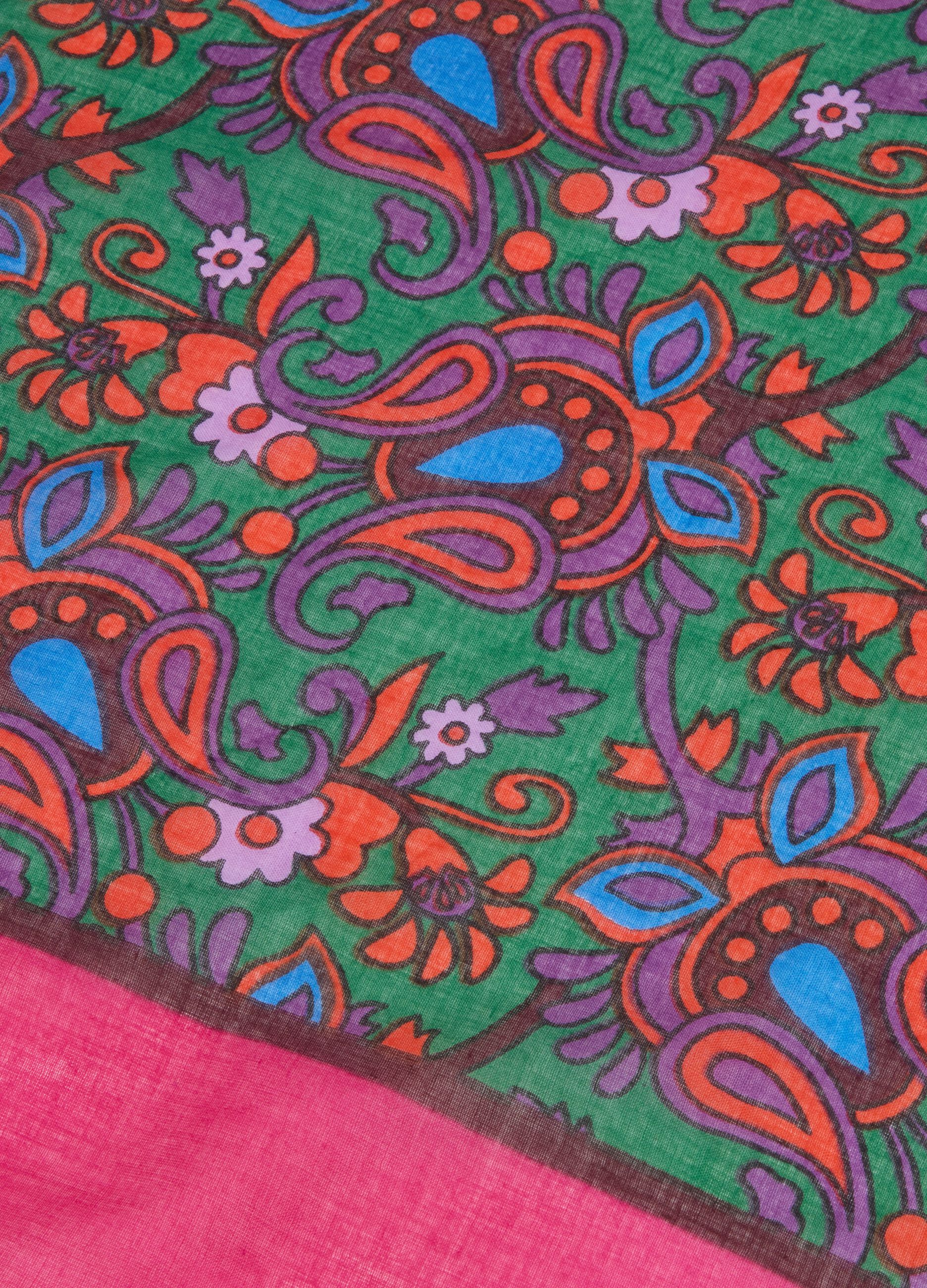 Multicoloured pure cotton scarf with fringes