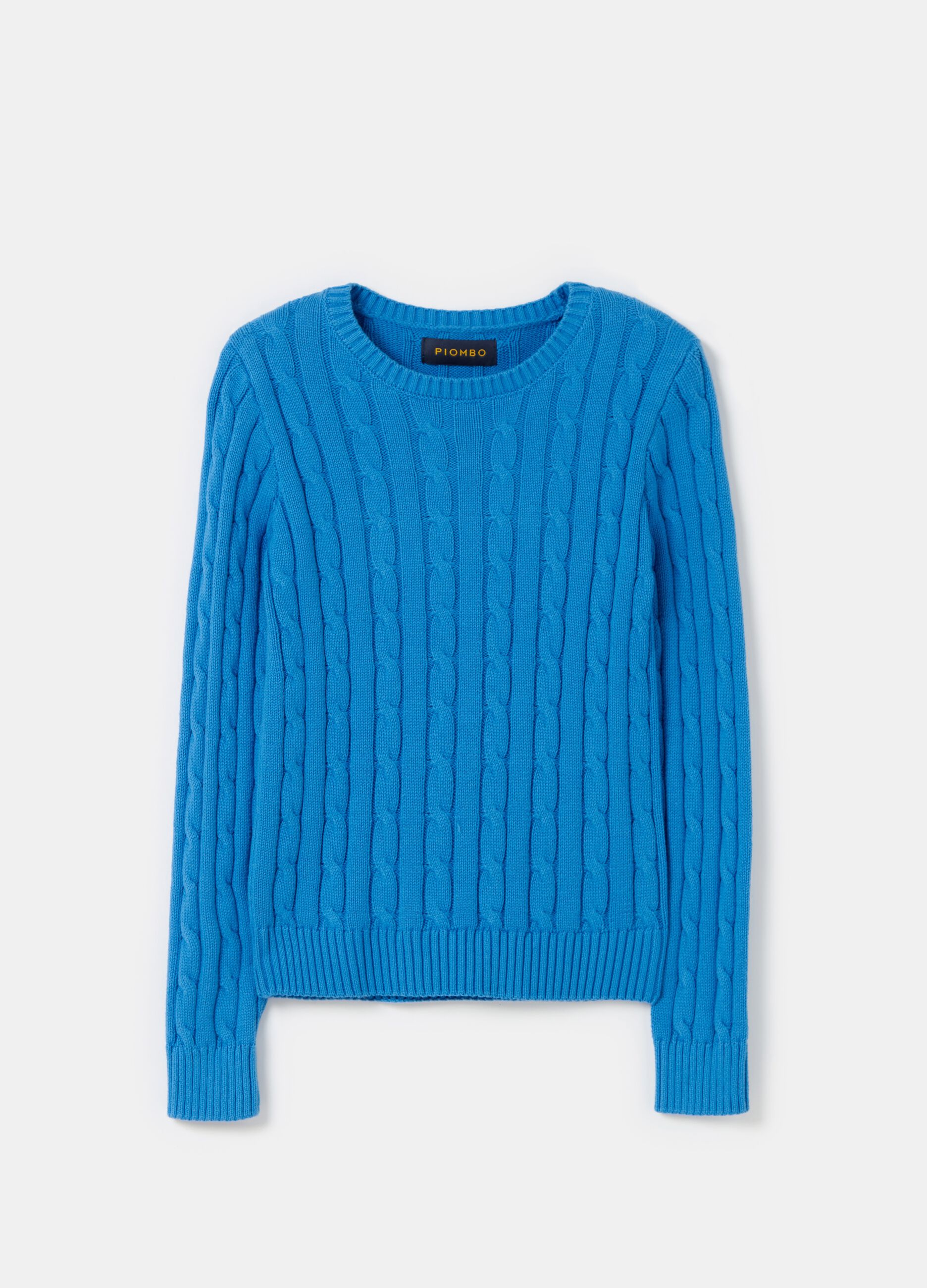 Ribbed pullover with cable-knit design
