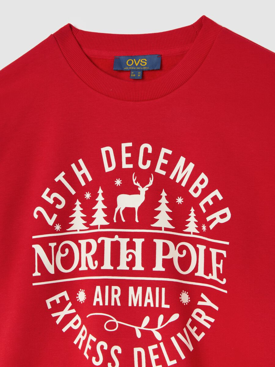 Felpa in misto cotone rossa regular fit con girocollo_5