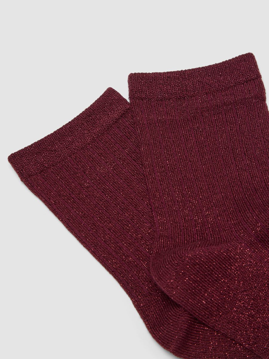 Red stretch socks with lurex threads_1