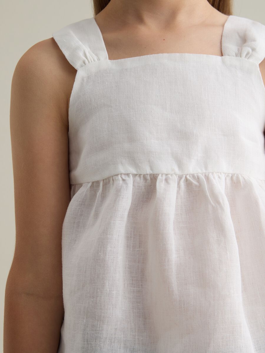 Girls' white linen top regular fit_2