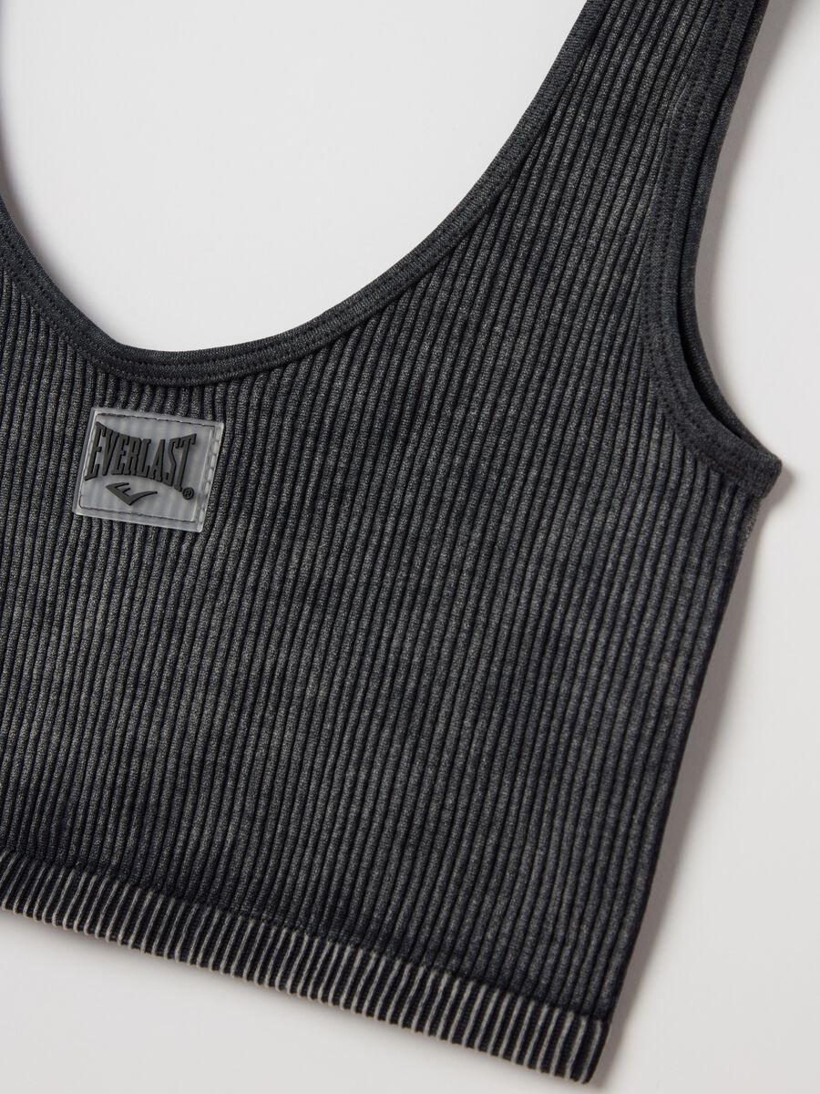 Grey ribbed crop sports top_5