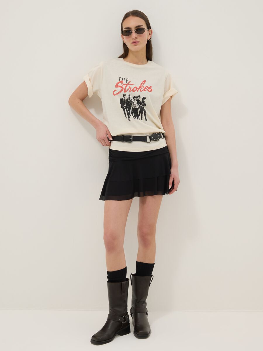 T-shirt beige in puro cotone con stampa oversize fit_2