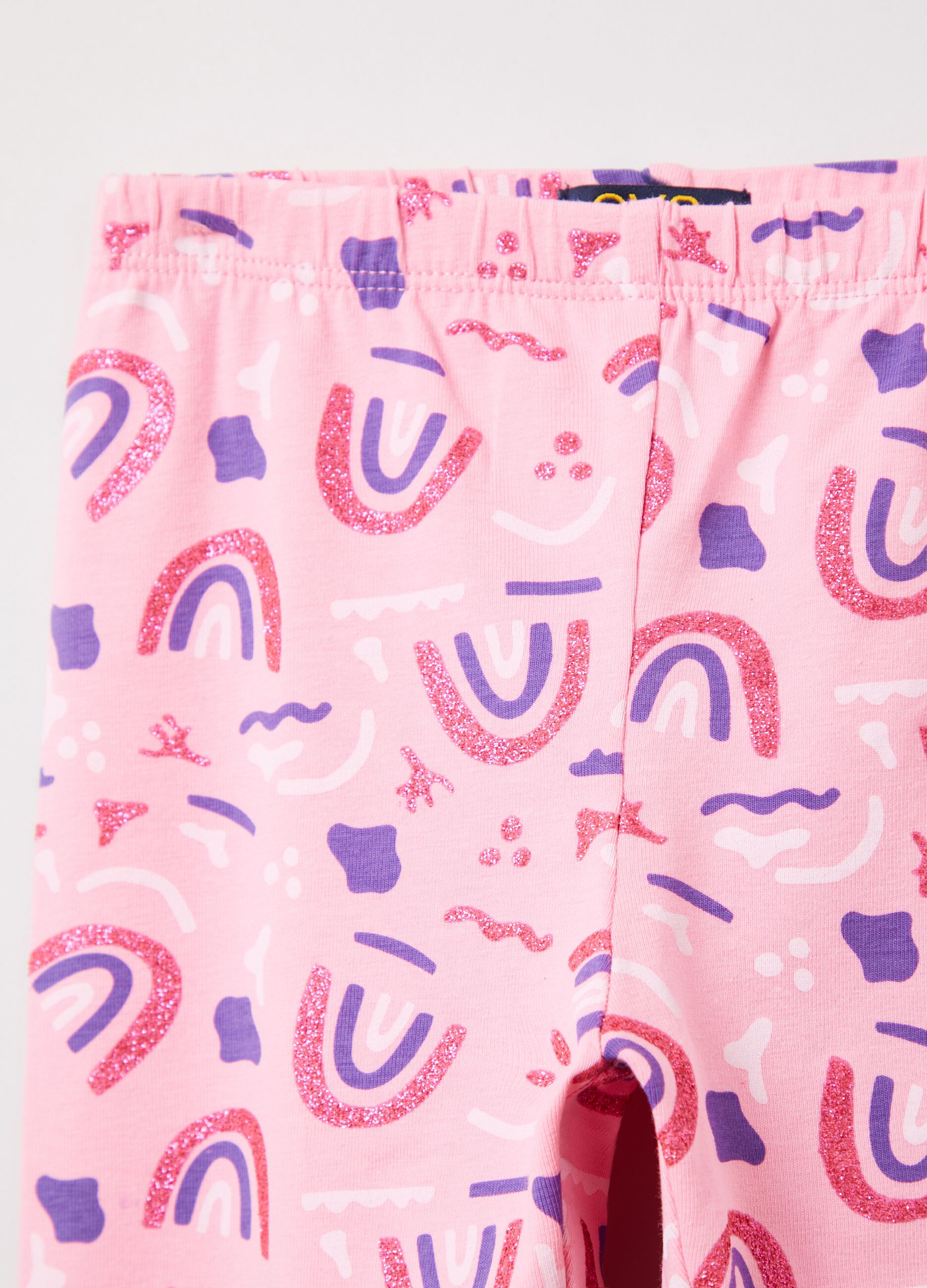 Leggings in cotone stretch con glitter_2