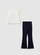 White and blue stretch cotton regular fit girls' outfit_1