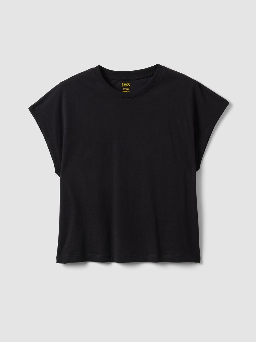 Black fitted short-sleeve pure cotton T-shirt_4
