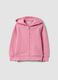 Pink hooded sweatshirt in pure organic cotton with star, regular fit, for baby girl_0