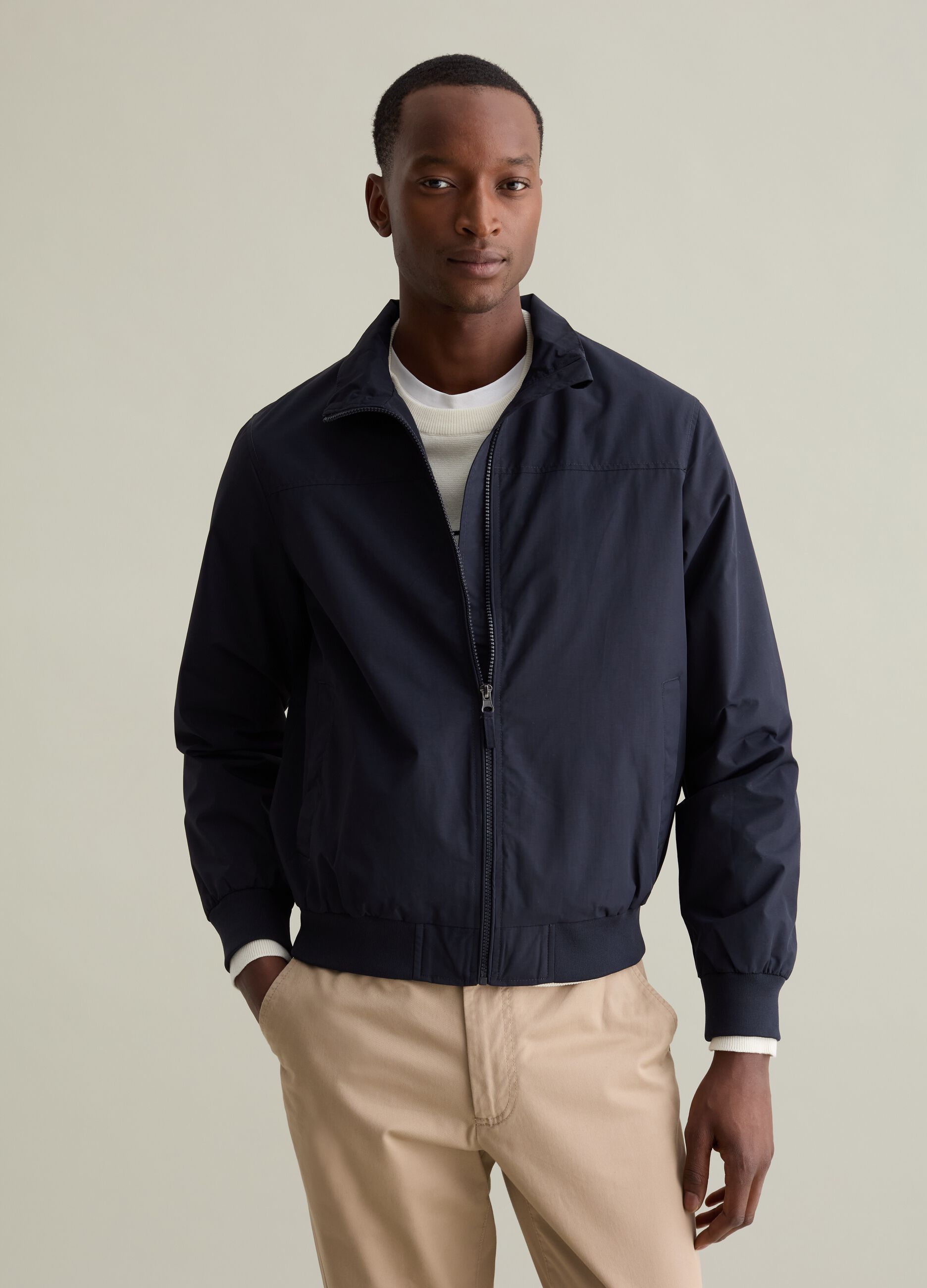 Full-zip bomber jacket with high neck