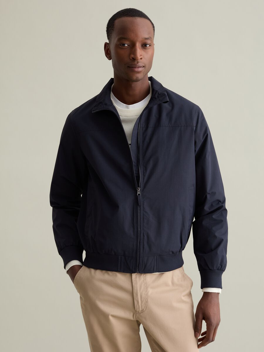 Full-zip bomber jacket with high neck_0