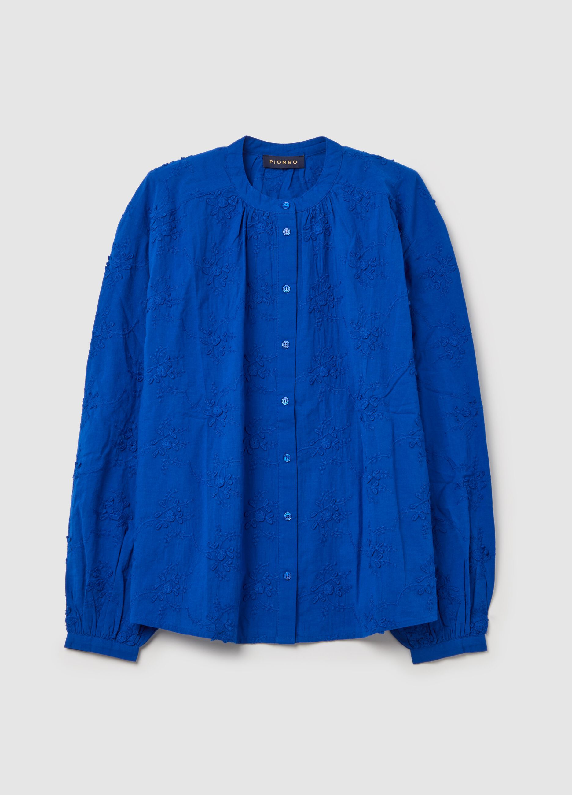 Shirt with all-over floral embroidery