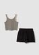 Girls&rsquo; black and beige fitted stretch-cotton set_0