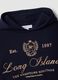 Blue cotton-blend hoodie with layered shirt-effect hem_1