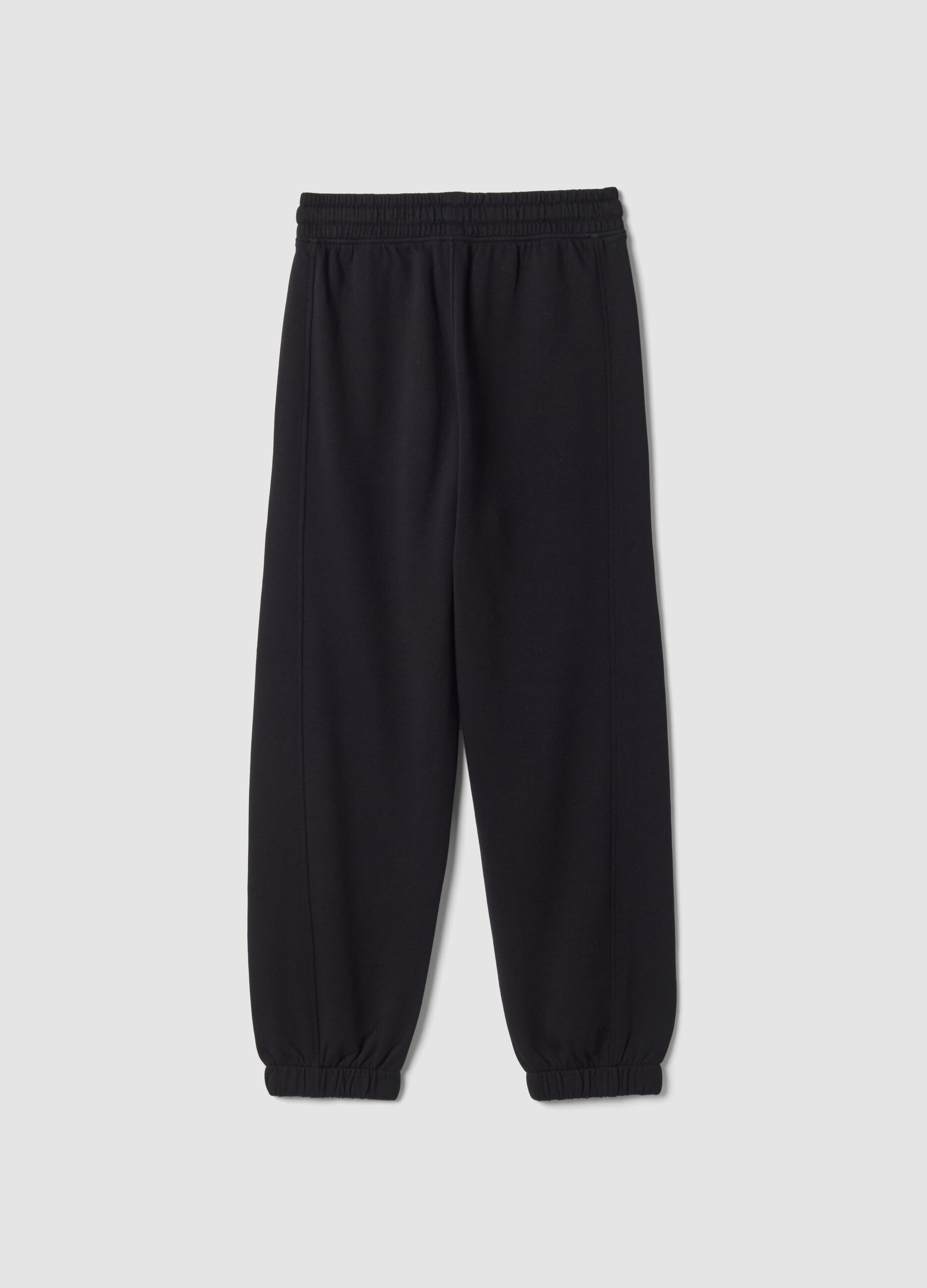 Pantaloni jogger neri in puro cotone relaxed fit