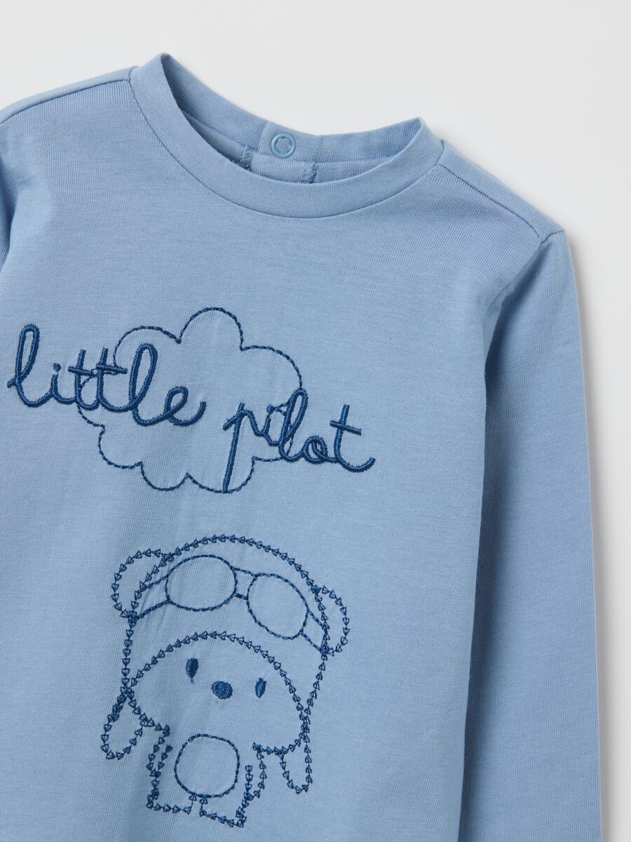 Baby t-shirt in pure blue cotton regular fit with print_2