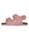 Pink children's sandals with velcro fastening and floral design_0