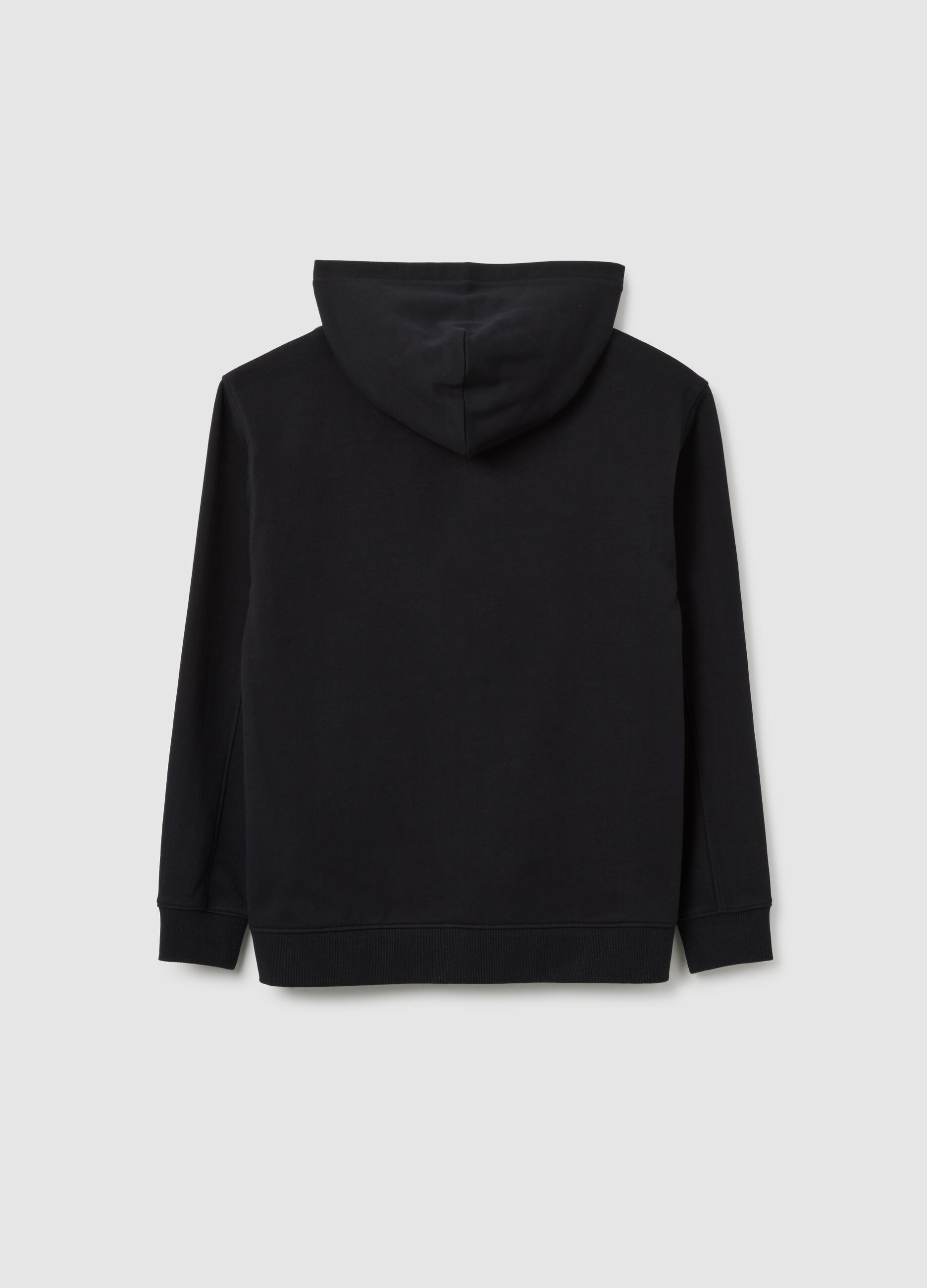 Black cotton boy's hoodie in regular fit