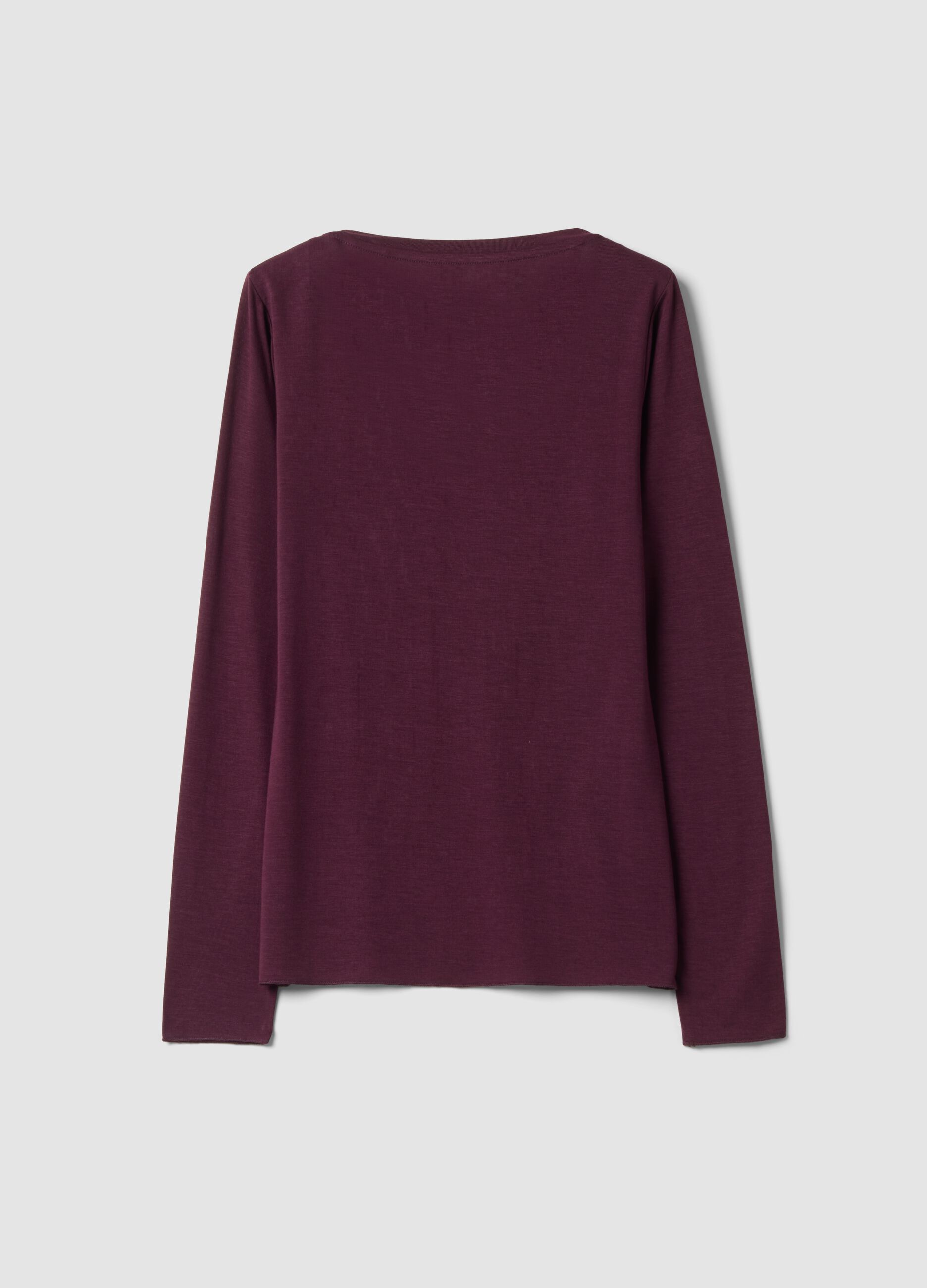 T-shirt viola in modal elasticizzato con girocollo regular fit