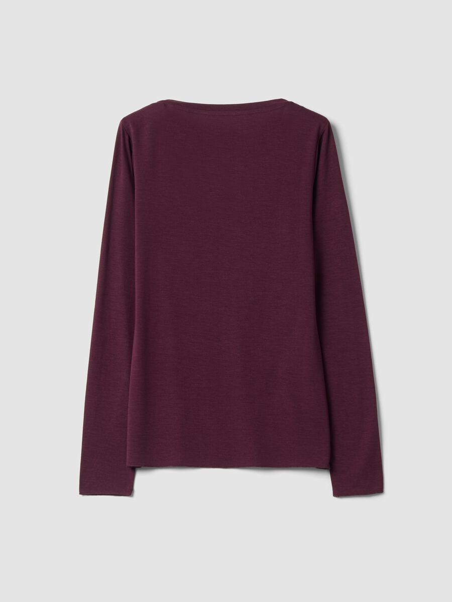 T-shirt viola in modal elasticizzato con girocollo regular fit_2