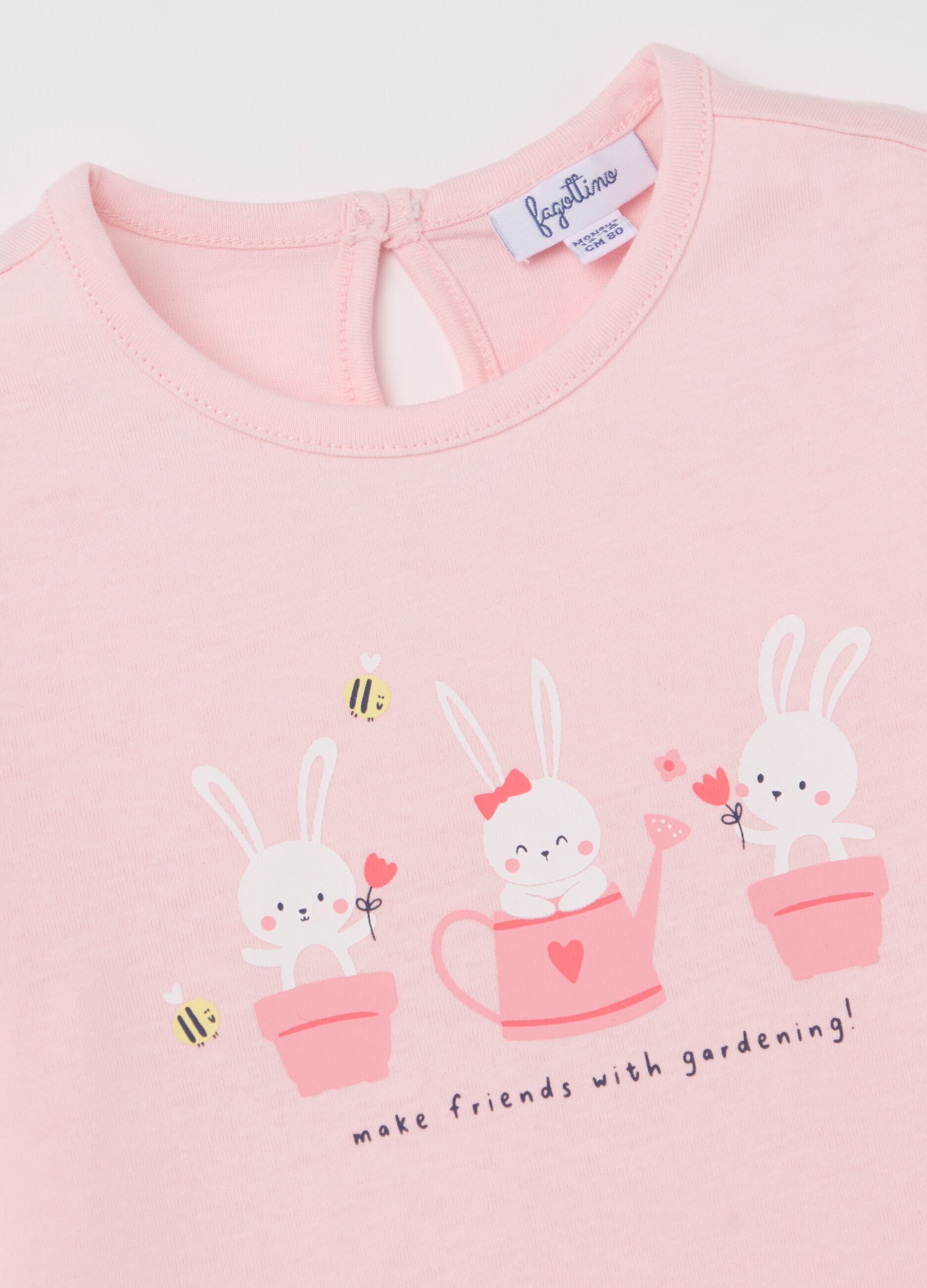 Cotton T-shirt with rabbits print