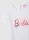 White cotton regular fit girls' T-shirt with Barbie logo_2