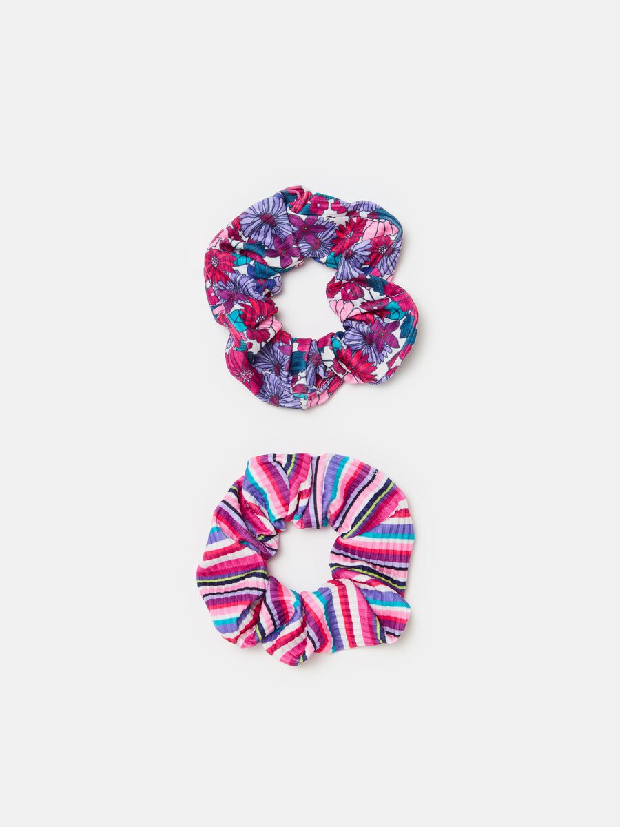Two-pack hair scrunchies with print_0