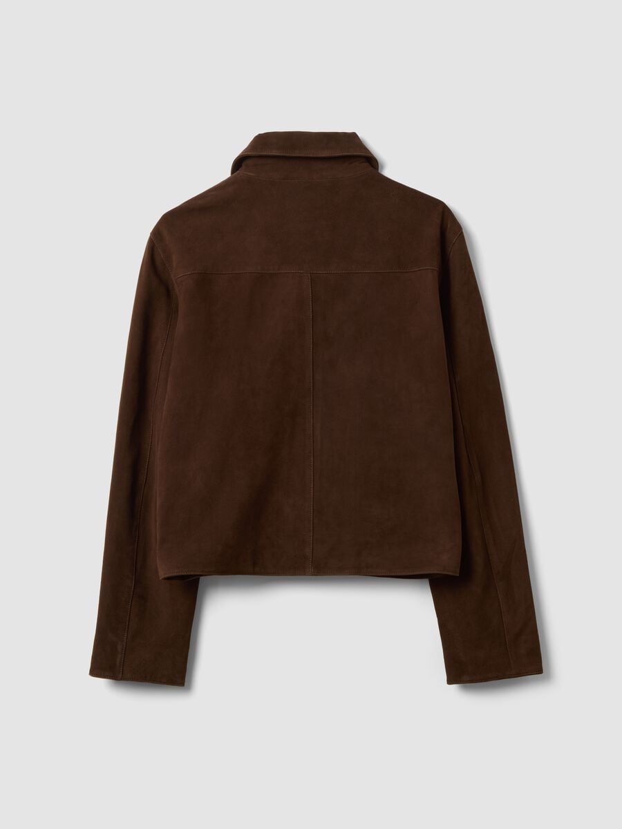 Blazer marrone in vera pelle regular fit con rever classico_6