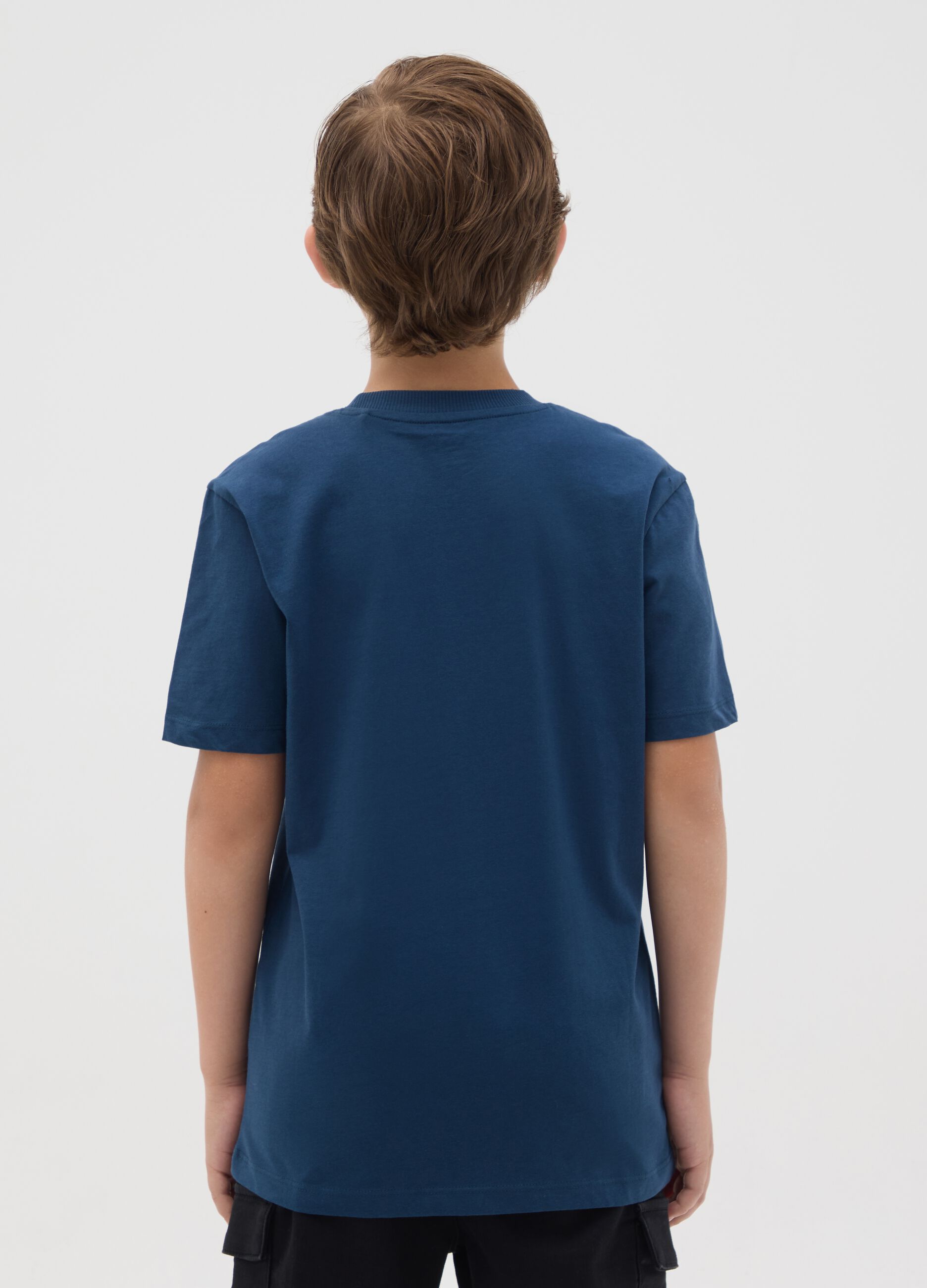Boys' pure cotton blue regular fit t-shirt