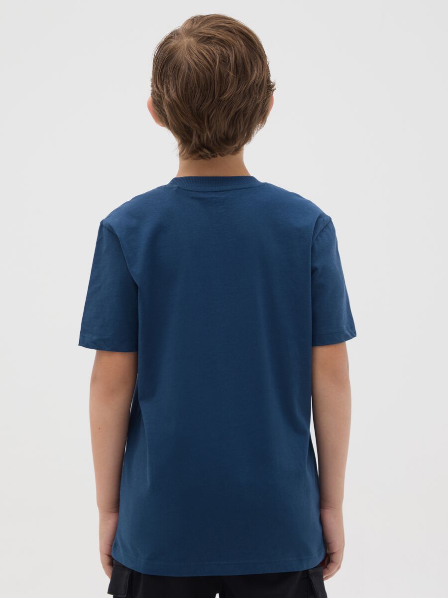 T-shirt da ragazzo in puro cotone blu regular fit_1