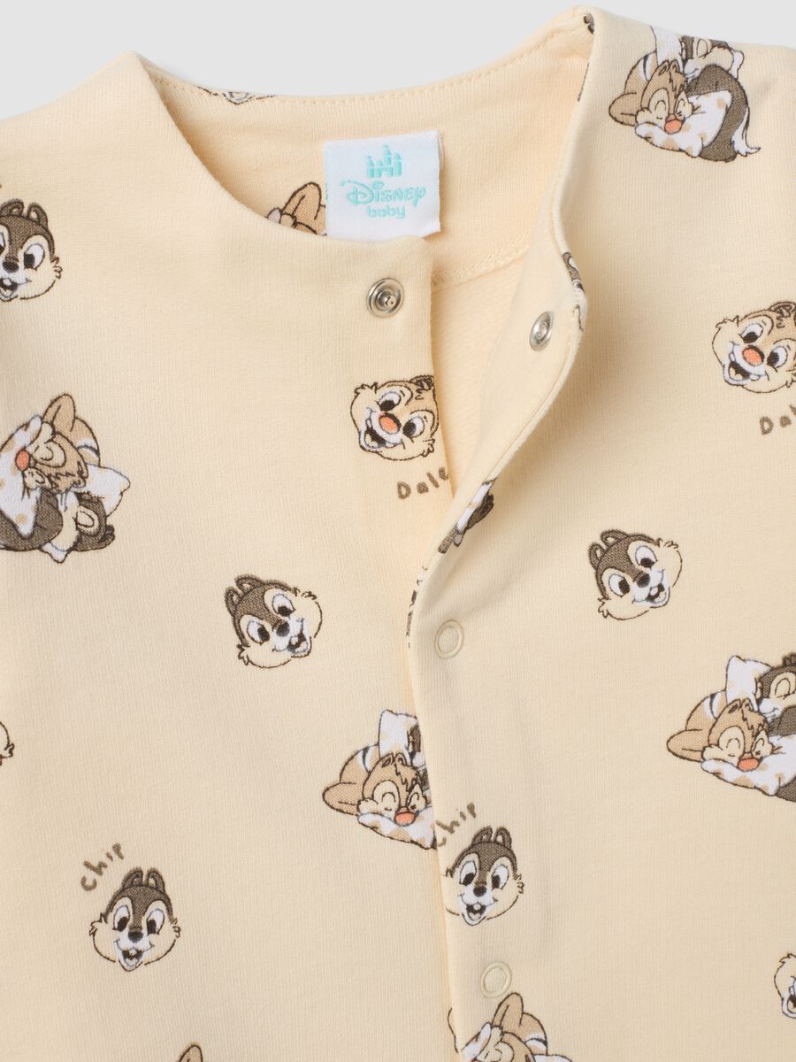2-pack blue and beige organic cotton baby sleepsuits with Chip and Dale print_2
