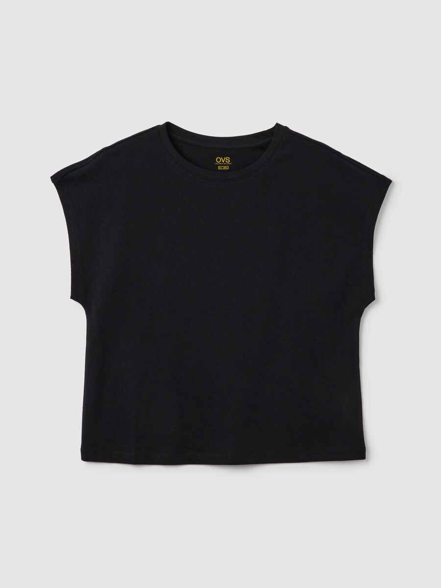 T-shirt da donna in puro cotone nero_4