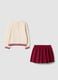 Beige pure cotton set with sweatshirt and skirt_1