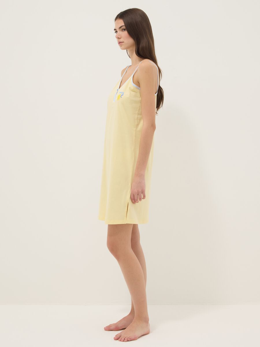 Yellow organic cotton nightdress with thin straps_1