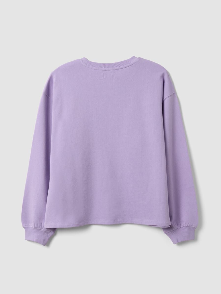 Felpa viola in puro cotone con stella per ragazza relaxed fit_1