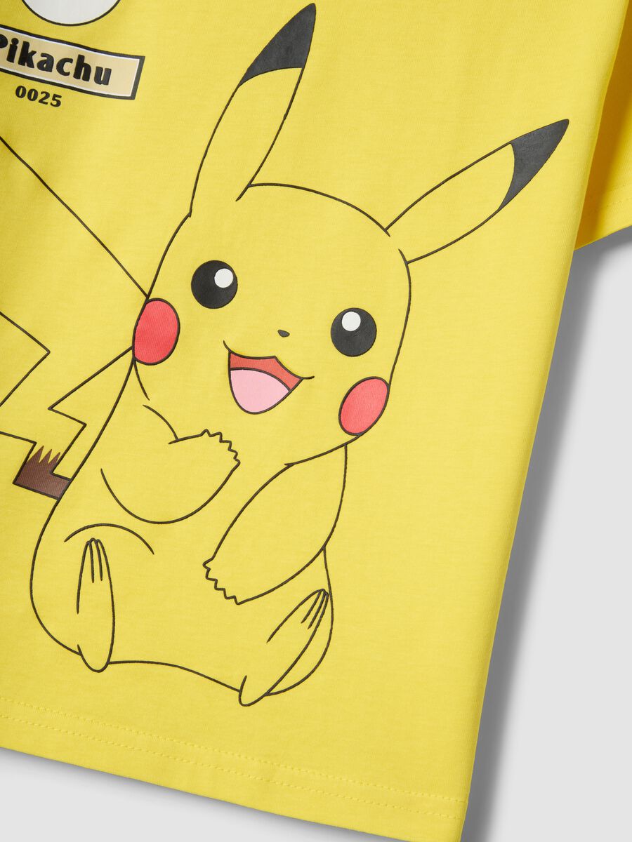 T-shirt in puro cotone gialla da bambino regular fit con Pikachu_3