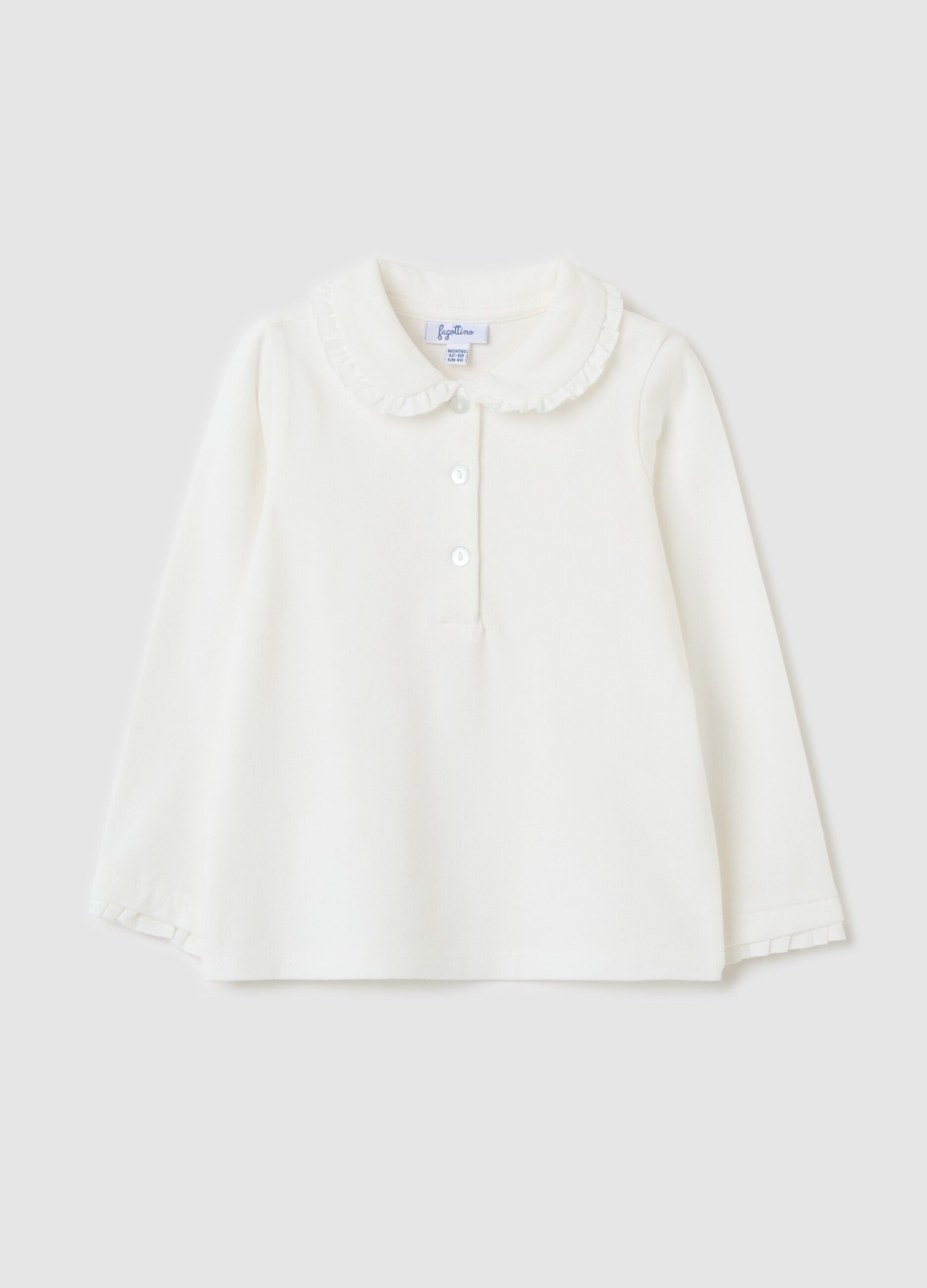 Polo a maniche lunghe con rouches