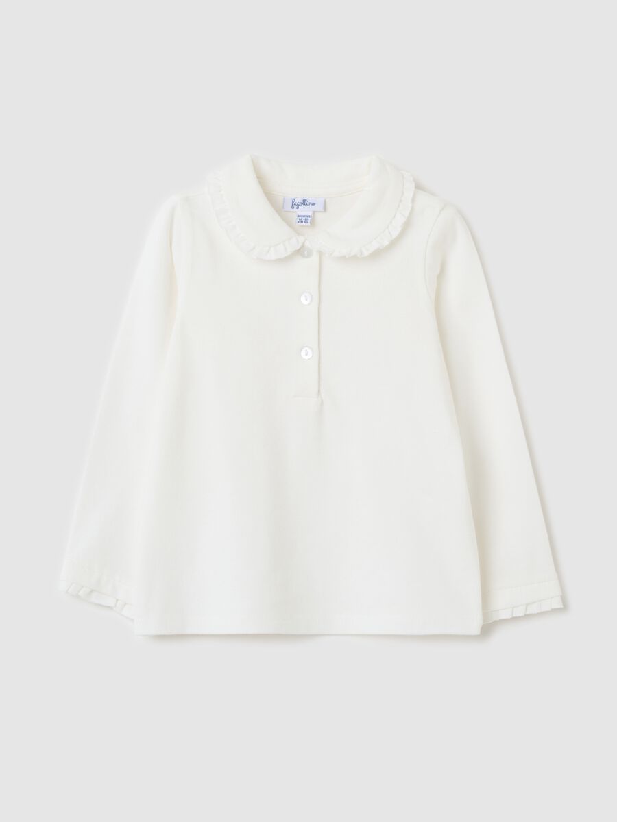 Long-sleeved polo shirt with frills_0
